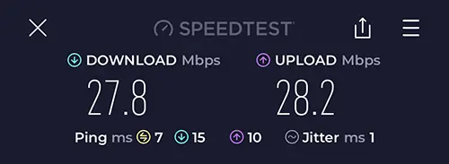 Wi-Fi speed in Breezy Suite Aloft Kuala Lumpur Sentral