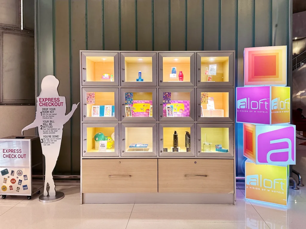 Merchandise display cabinet and Express Checkout box at Aloft Kuala Lumpur Sentral