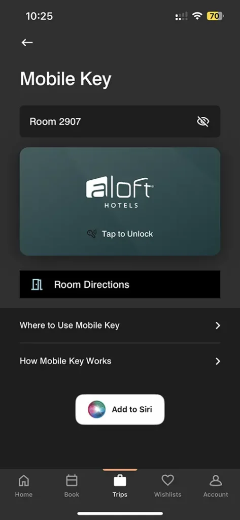 Mobile Key on Marriott Bonvoy iOS App