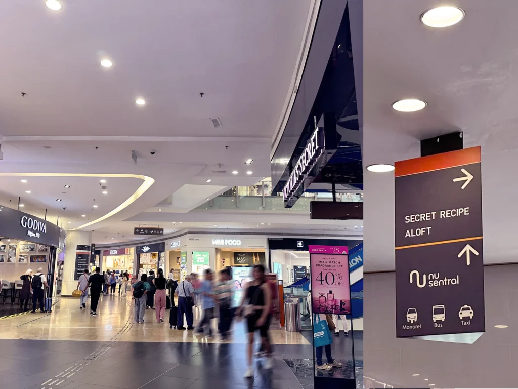 Wayfinding signage to Aloft Hotel and Nu Sentral Mall