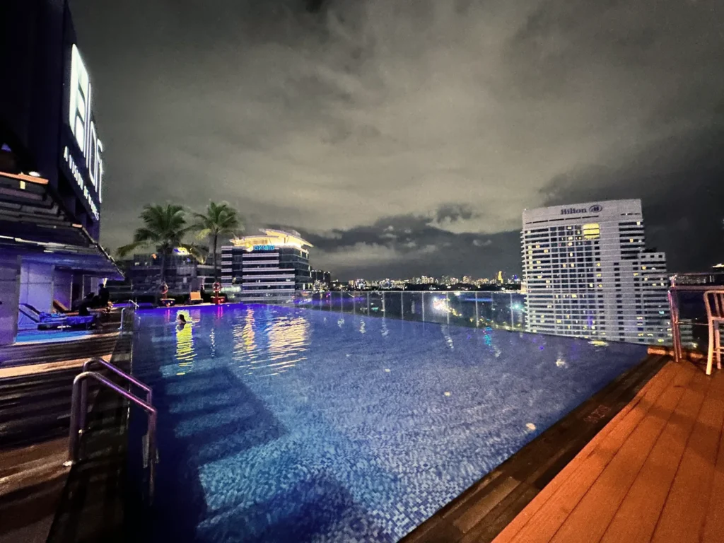 Aloft Kuala Lumpur Sentral rooftop pool at night