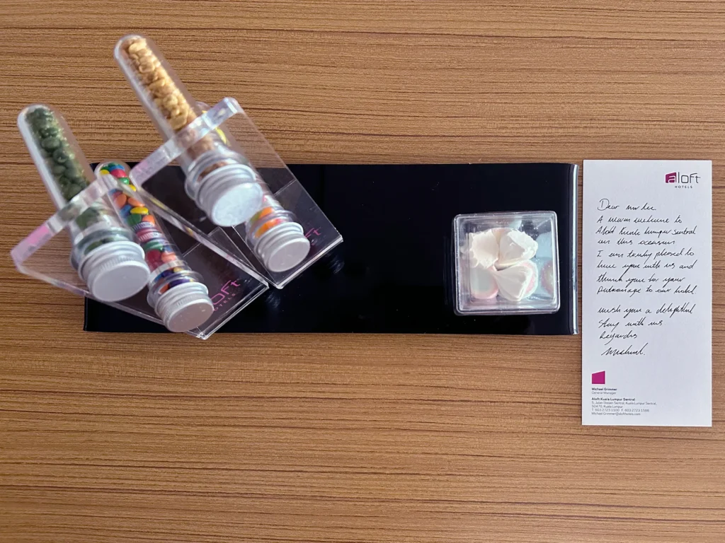 Welcome gift from Aloft Kuala Lumpur Sentral