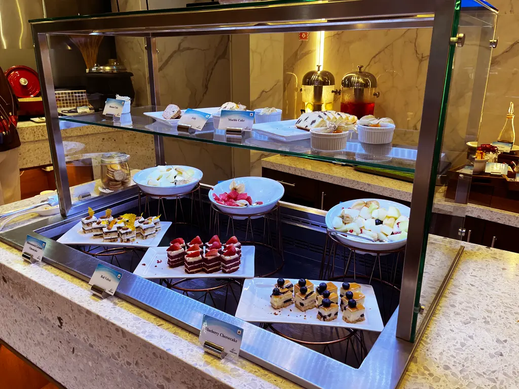 Selection of desserts and fruits at Travel Club Lounge KLIA Terminal 1