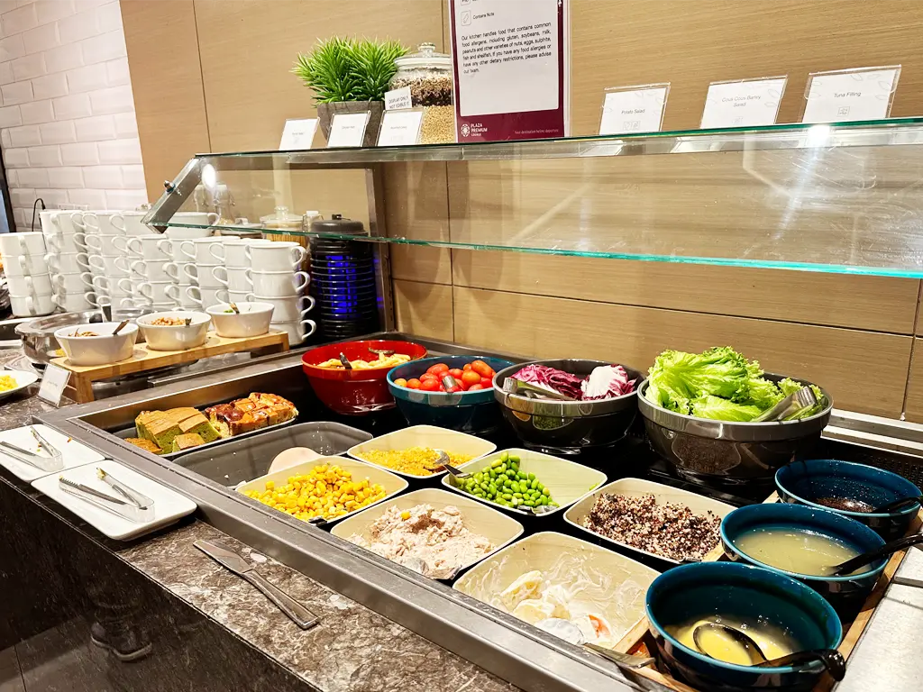 Salad bar at Plaza Premium Lounge Singapore Changi Airport Terminal 1