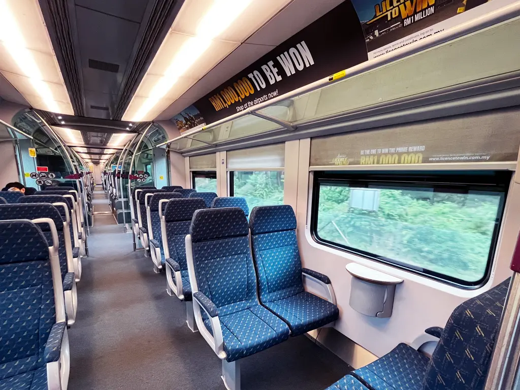 Passenger seats on the KLIA Ekspres train