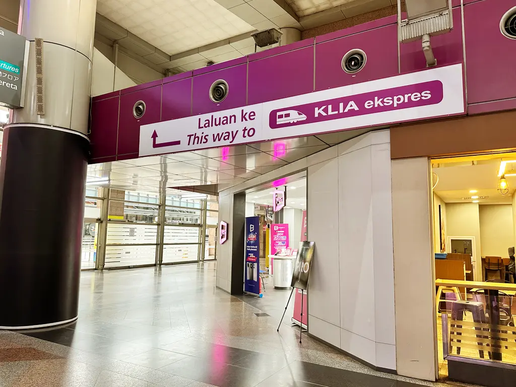 Wayfinding signage to KLIA Ekspres Departure Hall at KL Sentral Station