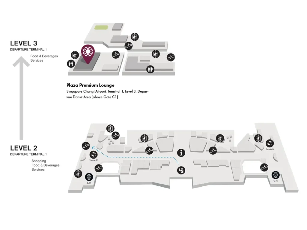 Location map to Plaza Premium Lounge Singapore Changi Airport Terminal 1