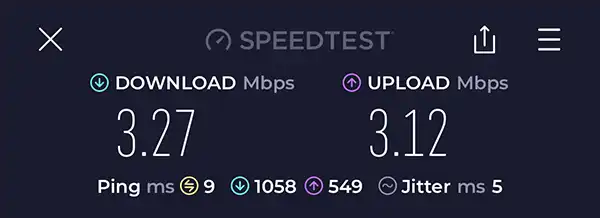 Wi-Fi speed test, Travel Club Lounge KLIA Terminal 1