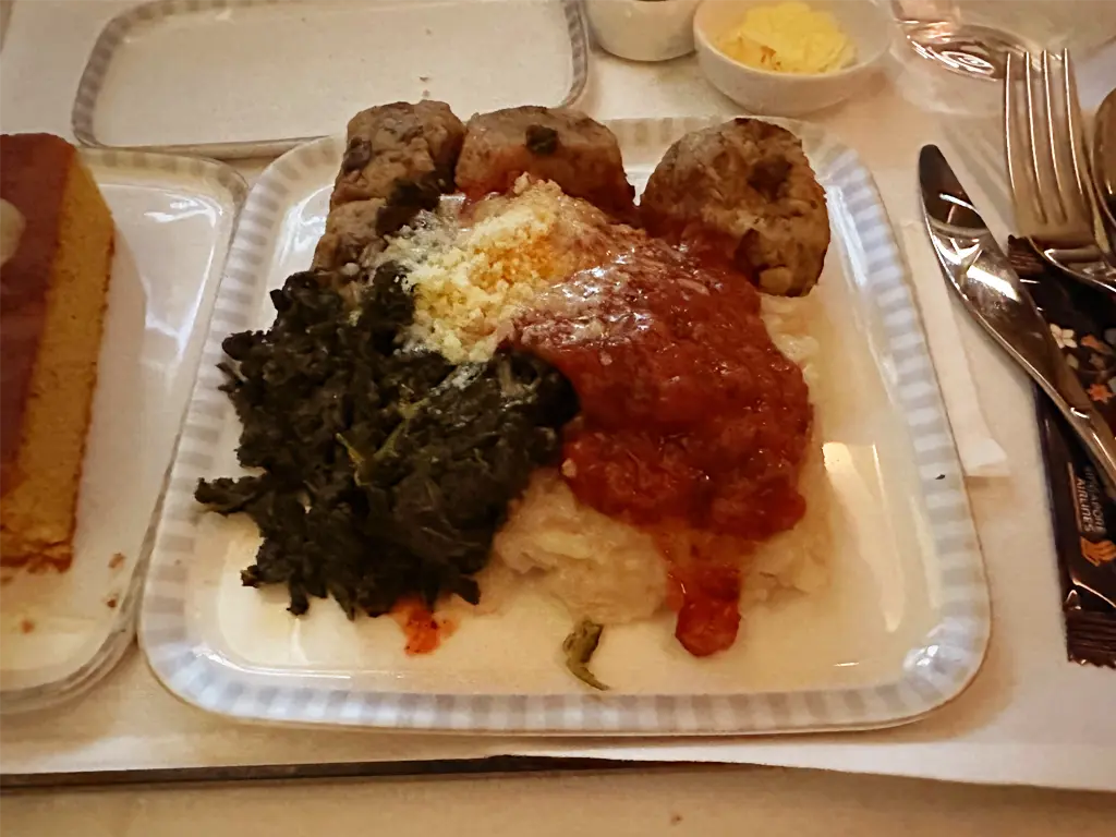 "Book the Cook" Veggie Balls with Risotto, Singapore Airlines SQ22 SIN-EWR A350-900ULR