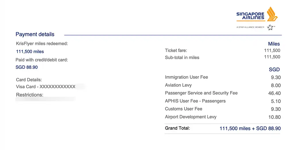 SQ24 Singapore to New York Business Saver ticket fare