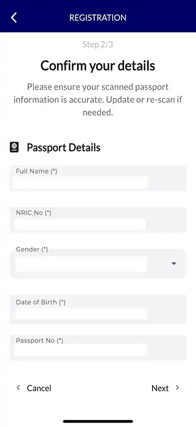 Confirm passport details on MyBorderPass app