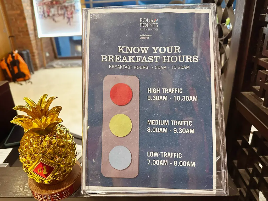 Breakfast traffic indicator at Quan's Kitchen, Four Points by Sheraton Kuala Lumpur, Chinatown