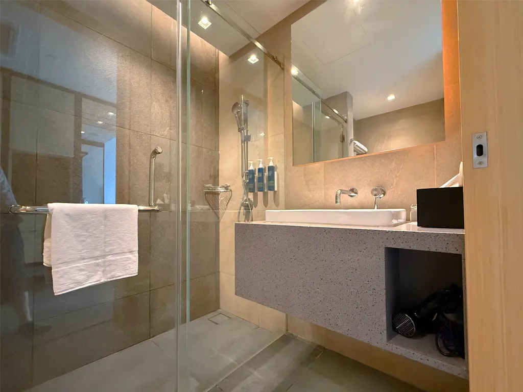 Guest Room bathroom vanity and shower area, Four Points by Sheraton Kuala Lumpur, Chinatown