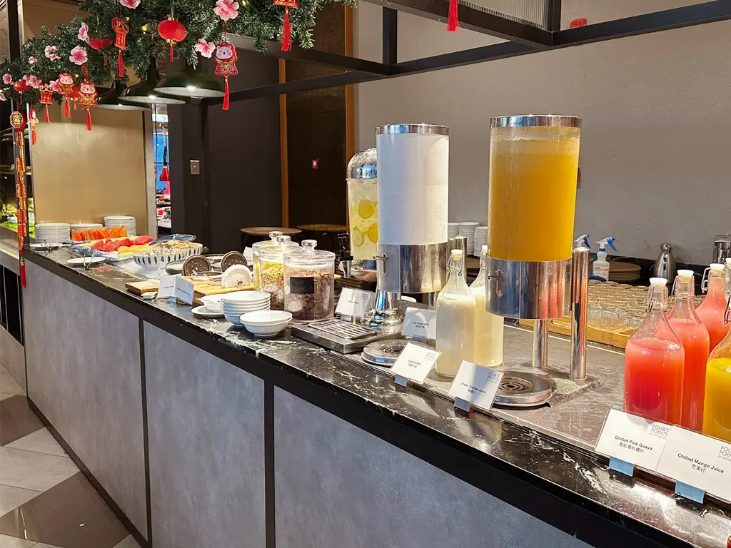 Juices, cereals and fruits station at Quan's Kitchen, Four Points by Sheraton Kuala Lumpur, Chinatown
