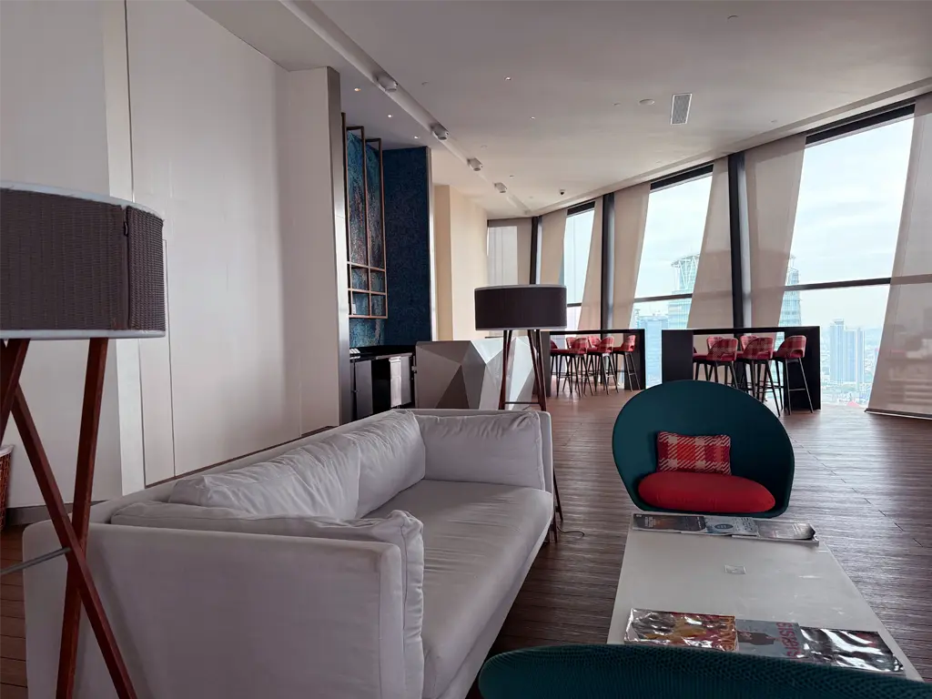 Sofa and high tables by the indoor pool, Element Kuala Lumpur