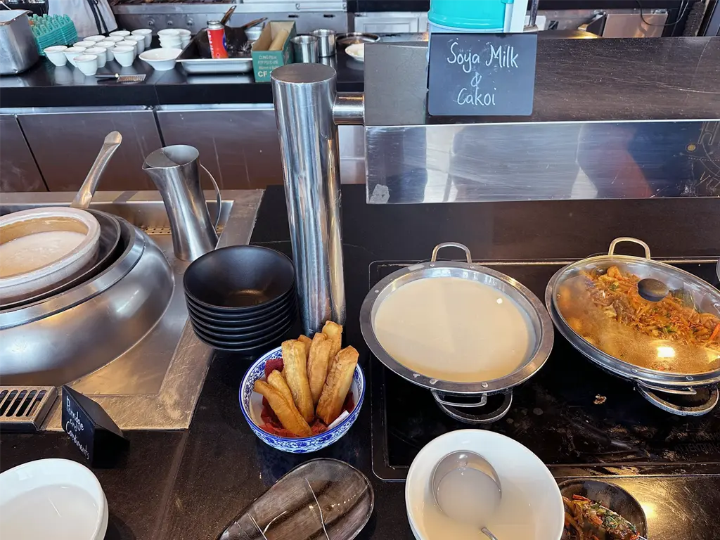 Soy milk and cakoi (you tiao) station (vegan friendly) at TRACE Restaurant & Bar, Element Kuala Lumpur