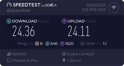 Element Kuala Lumpur Wi-Fi speed test